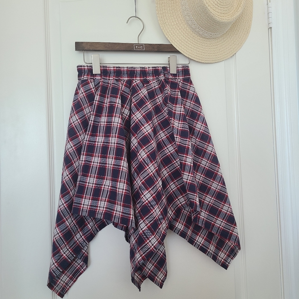 Asymmetrical plaid skirt size L Japanese